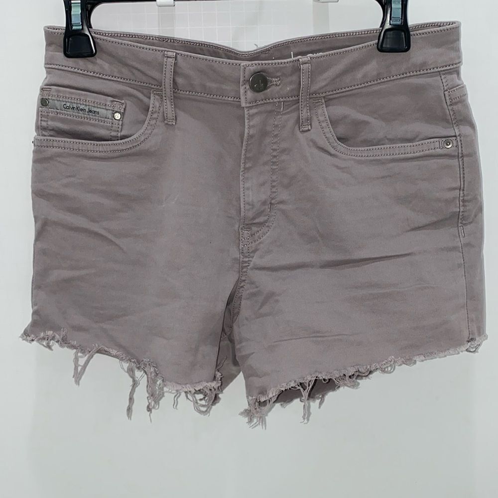 Calvin Klein Jeans Raw Cut Gray Stretch Shorts Size 27 With 5 Pockets